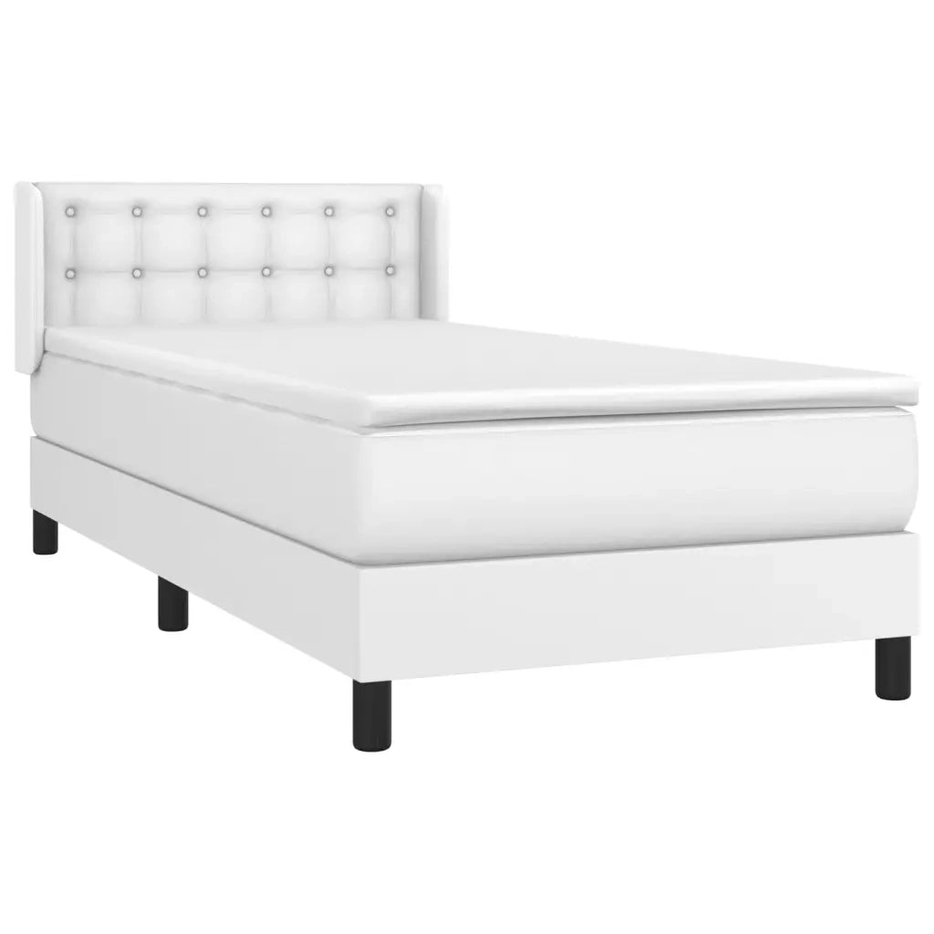 Giroletto a Molle con Materasso-Struttura Letto Bianco 80x200 cm in Similpelle 295007