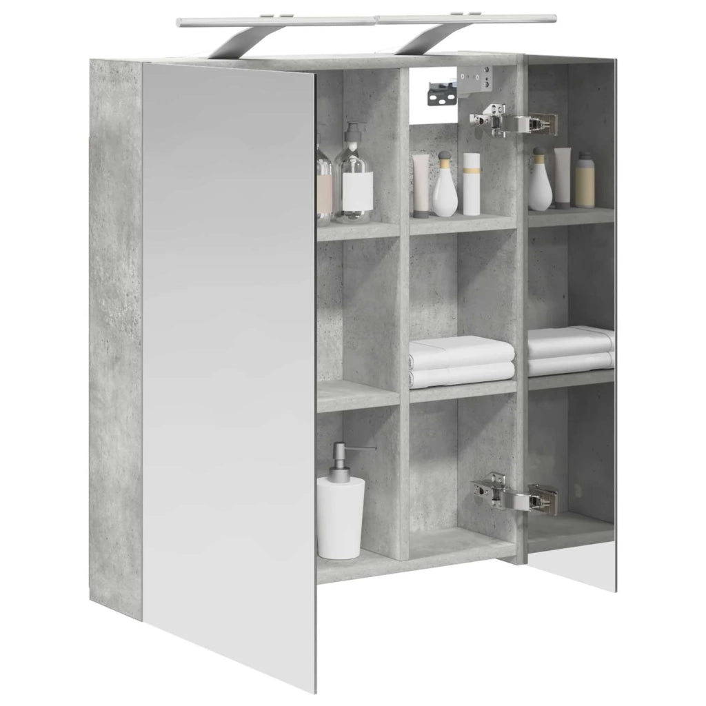 Mobiletto per specchio da bagno con lo scaffale Grigio cemento 889066