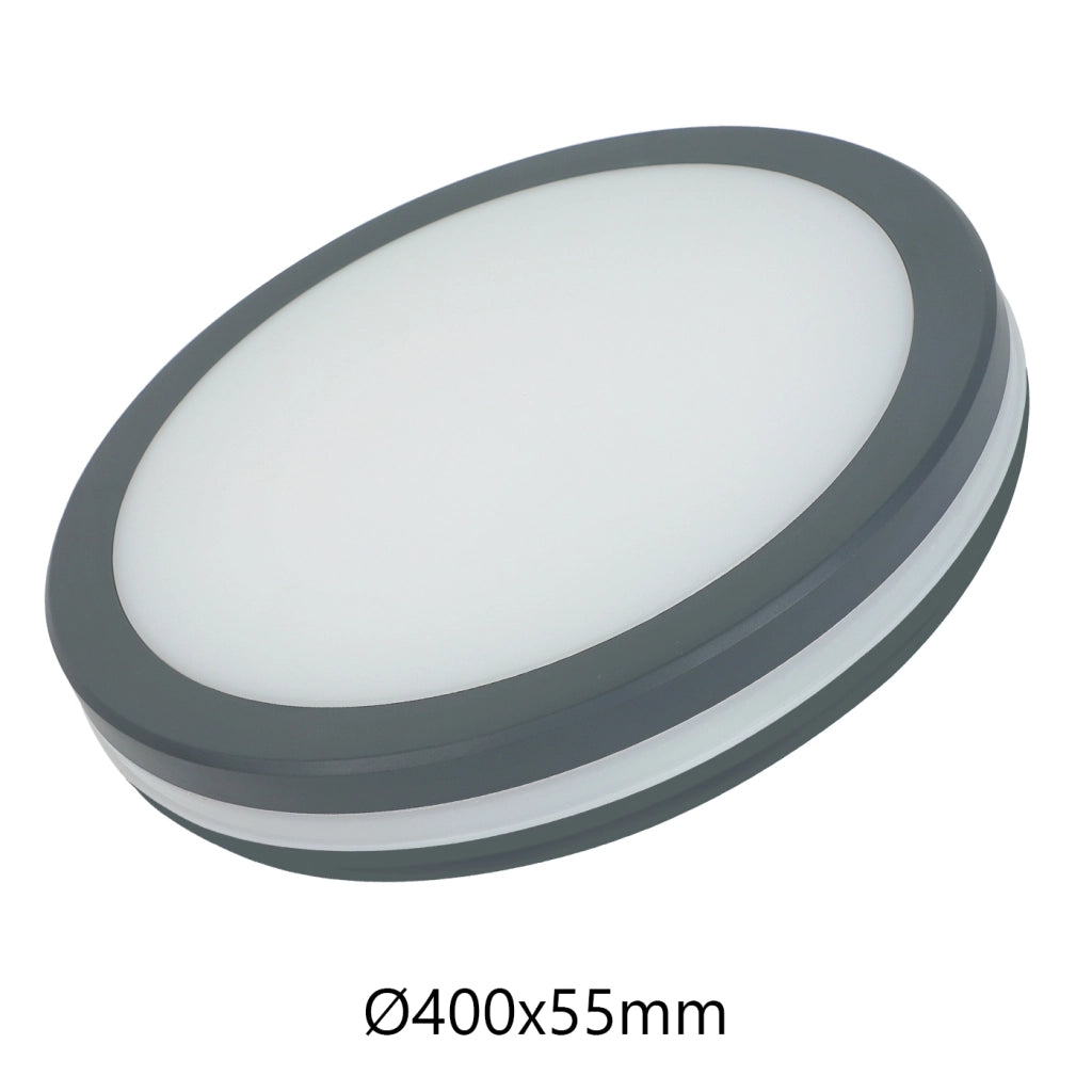 Alcapower Plafoniera LED Rotonda 36W 3600lm IP54 IK08 CCT Selezionabile 3000K 4000K 6500K Grigia - Soluzione professionale alta efficienza