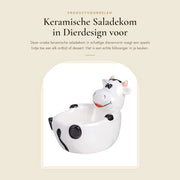 Saladekom unico disegno animale - ceramico - dessertkom - tazza per snack - tazza per frutta - versatile - 14 x 11 x 11 cm - Kom