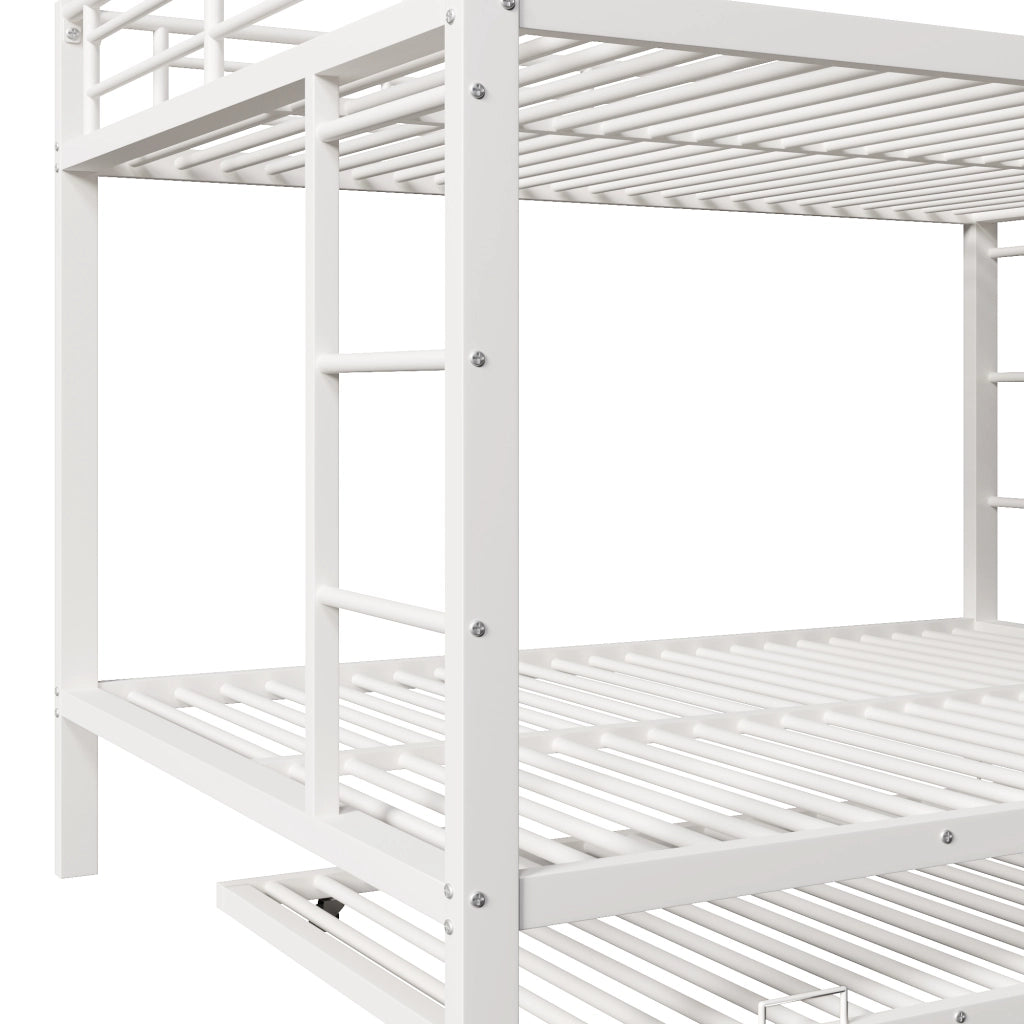 DESMIU Litto a castello 140 × 200 cm 2 posti con letto estraibile, senza materasso, in metallo, bianco