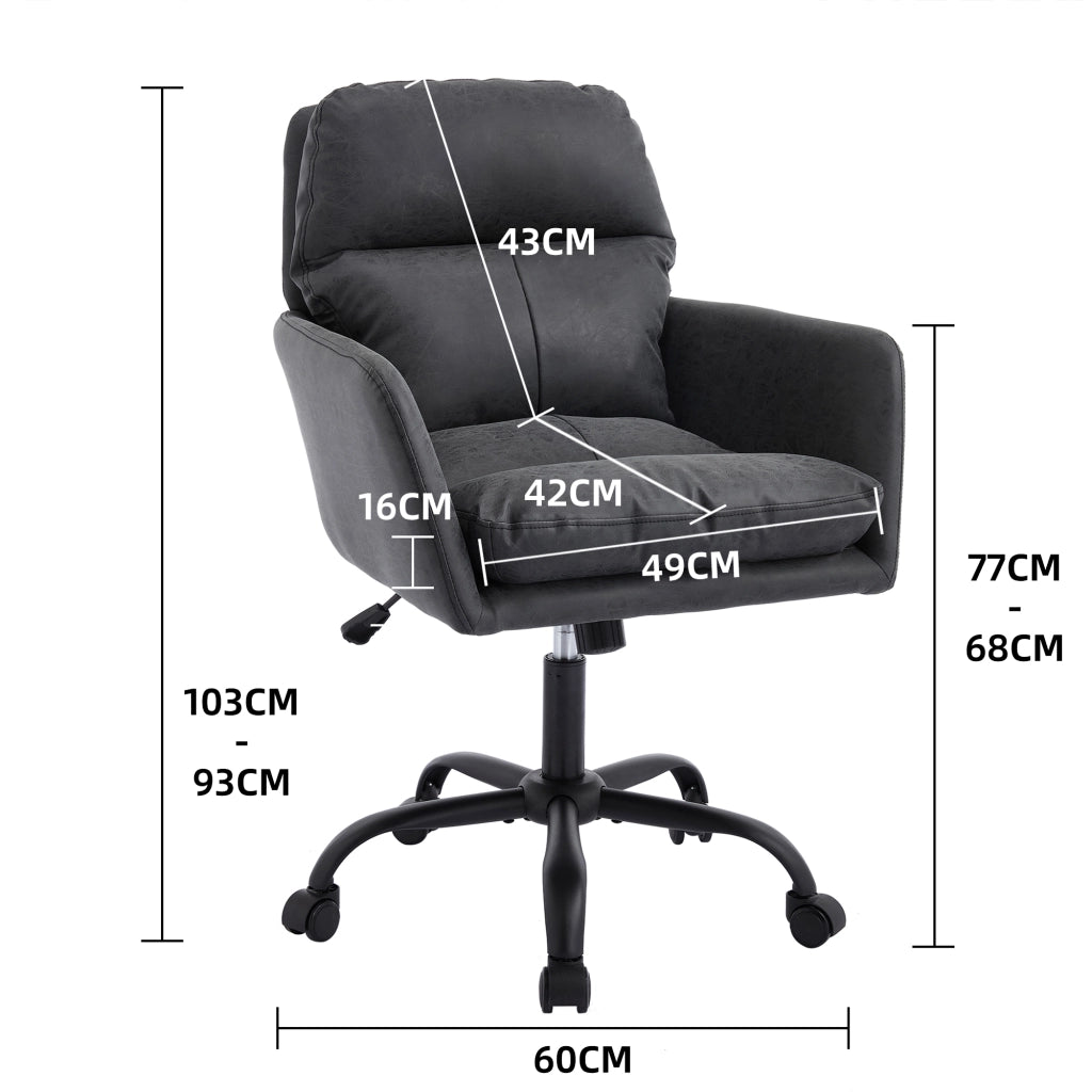 Sedia da Ufficio ¨C MINIMAL ¨C Ecopelle Nera, Altezza Regolabile