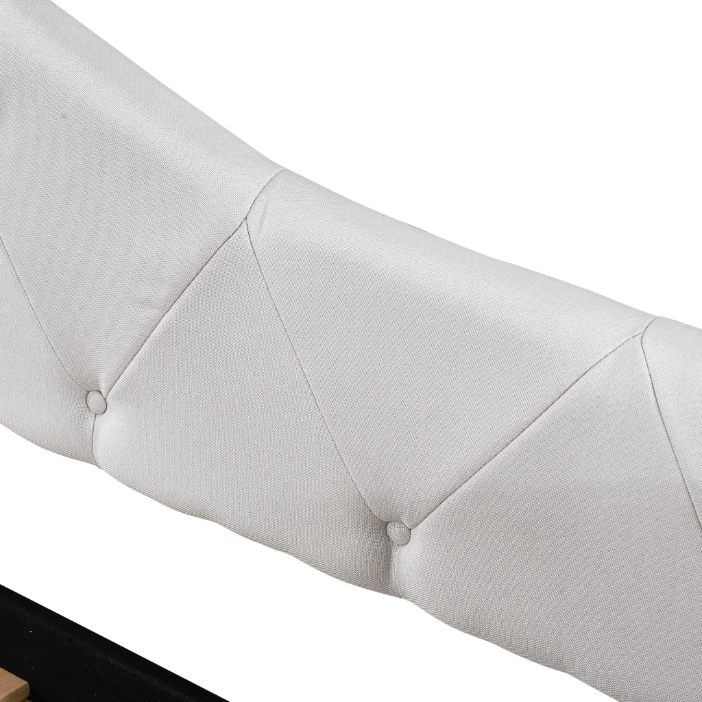 DESMIU Letto singolo 90 × 200 cm 1 posto con letto estraibile, senza materasso, in lino e MDF, stile minimalista, beige