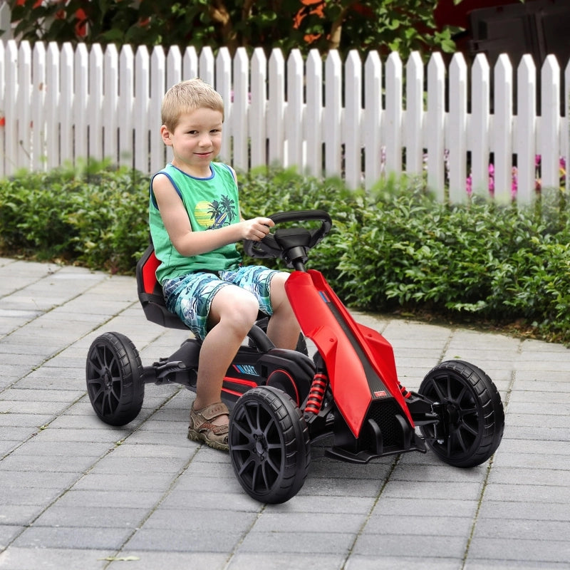 Go-kart per bambini, veicolo a pedali con sedile regolabile e freno a mano, adatto a bambini dai 3 agli 8 anni, ideale per divertirsi all'aria aperta.