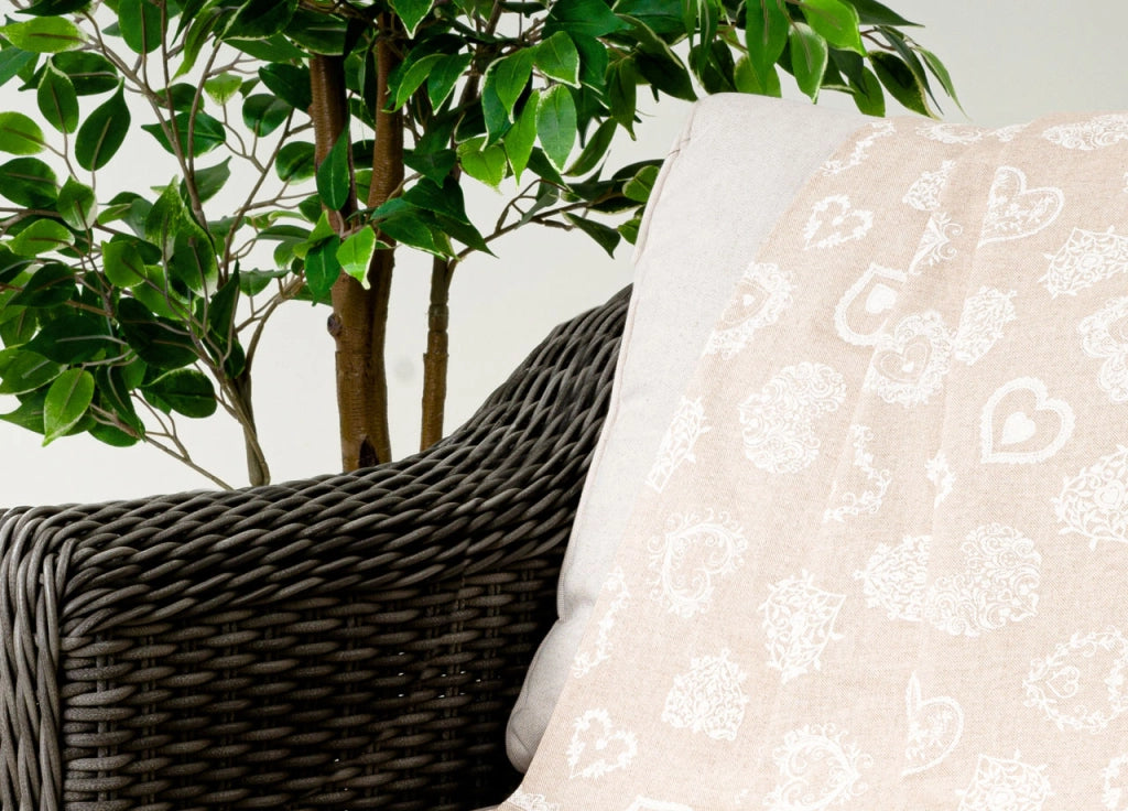 Telo Arredo Granfoulard Copritutto Cotone Made Italy Vari Disegni Arredatutto Copriletto Multiuso - 1 Piazza - Cuore Bianco