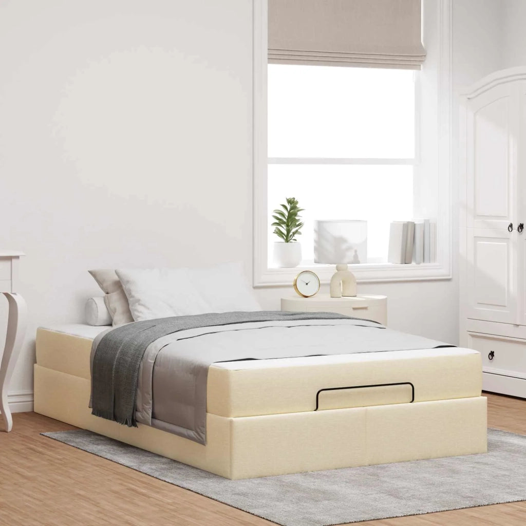 Struttura letto con materasso con materasso 2 pcs Crema Tessuto