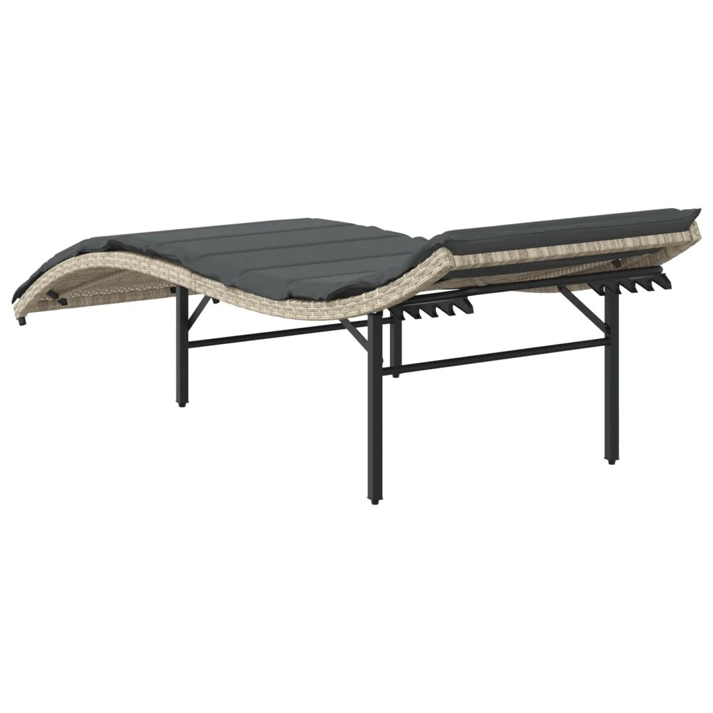 Lettini Prendisole 2 pz | Sdraio da giardino | Lettino da sole con Cuscini Grigio Chiaro in Polyrattan