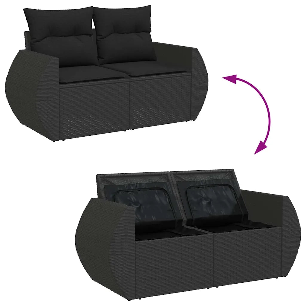 Set Divani da Giardino con Cuscini 7pz Nero Polyrattan 3327226