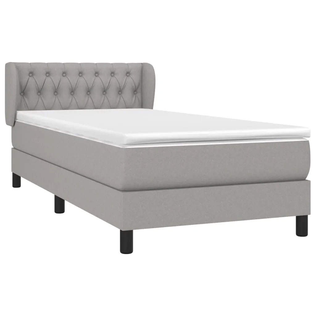 Letto singolo | Letto per adulti | Giroletto a Molle con Materasso Grigio Chiaro 90x190 cm Tessuto