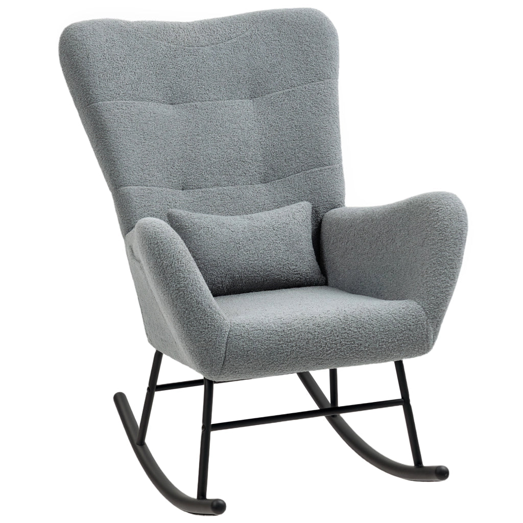 Poltrona Dondolo ¨C Minimal ¨C Grigio Tessuto Imbottito