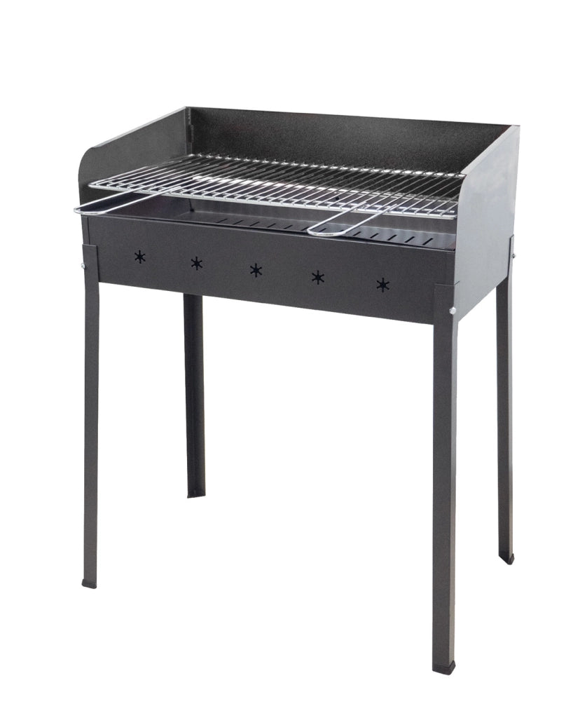 Barbecue a Carbone Stella-eco 50x40x90 cm Griglia Regolabile a 2 Altezze in Acciaio Nero