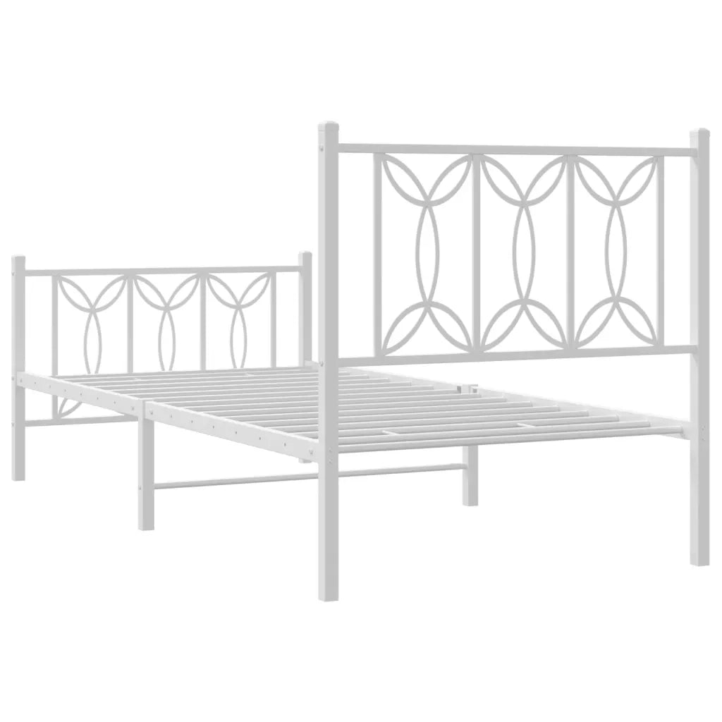 Giroletto con Testiera e Pediera Metallo Bianco 80x200 cm 376186
