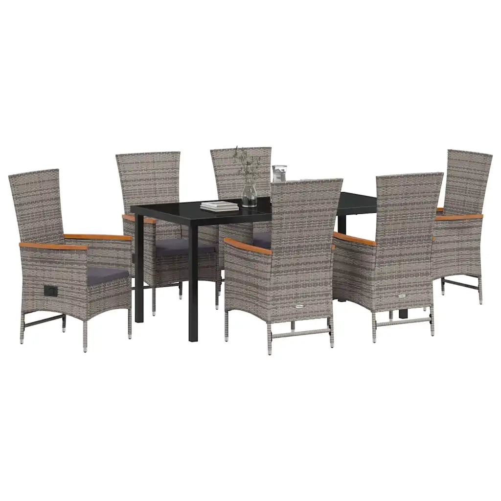 Set da Pranzo per Giardino con cuscino 7 pcs Grigio