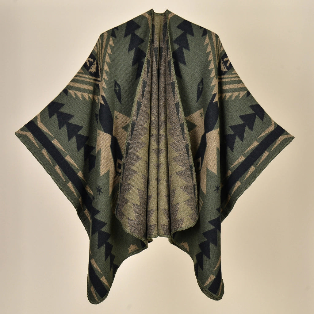 Sciarpa da viaggio, sciarpa in cashmere a maglia con foglie di ginkgo autunno/inverno, mantella con spacco, poncho