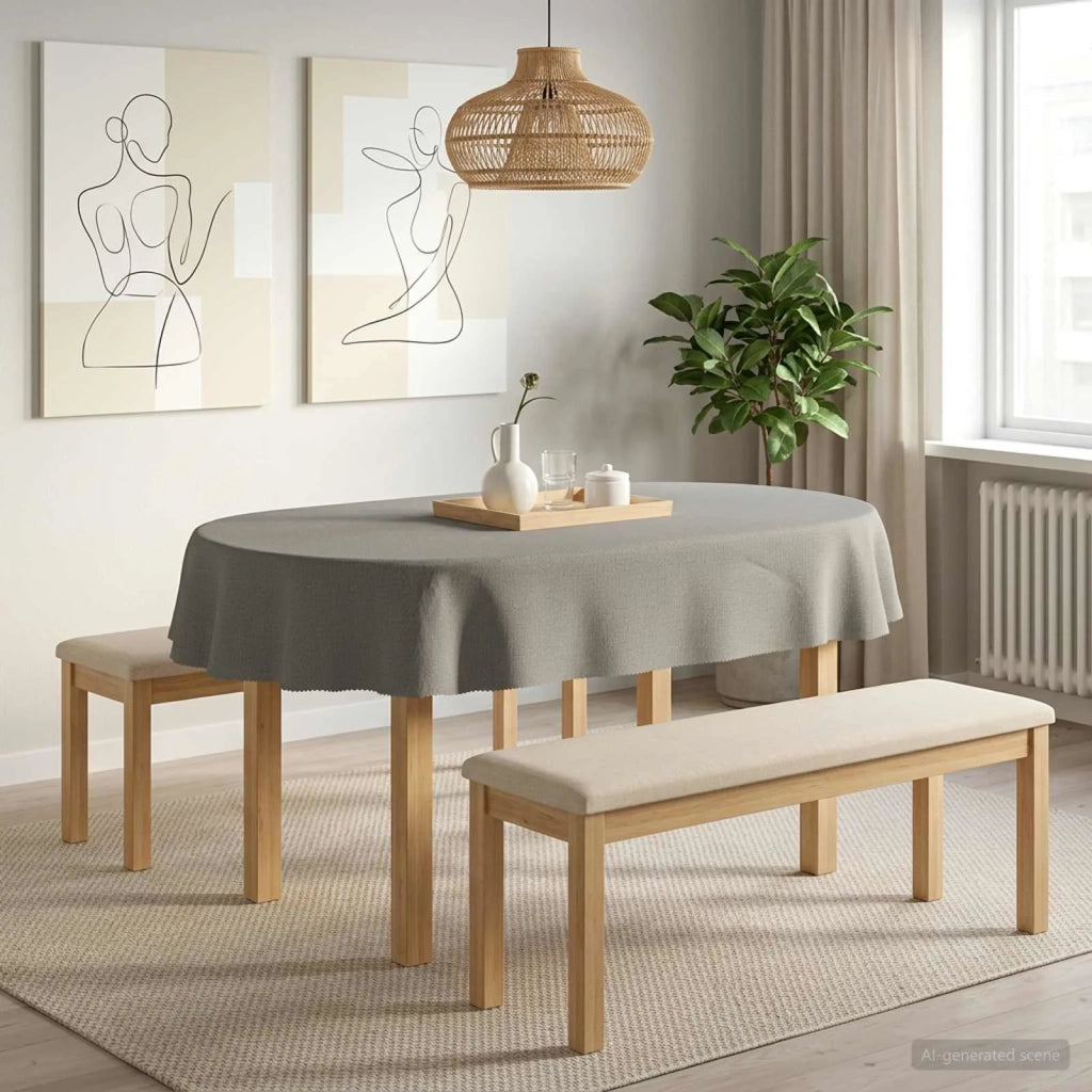 Tovaglia da Tavolo 5 pz Ovale Grigio Chiaro 160 x 220 cm 42040402