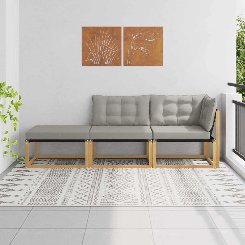 Set di divani da esterno con cuscino Bianco e Grigio Chiaro 901658