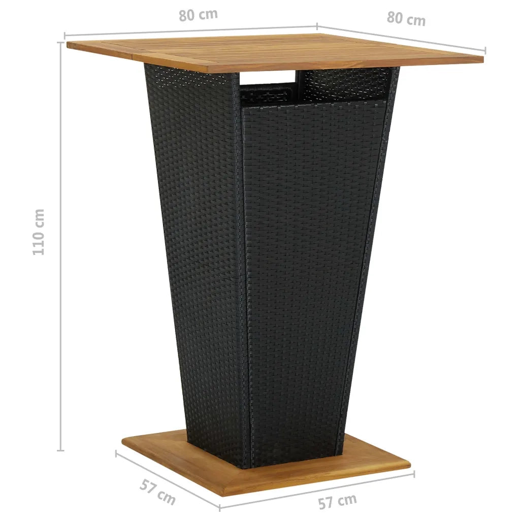 Set Bar da Giardino 5 pz con Cuscini in Polyrattan Nero 3094804