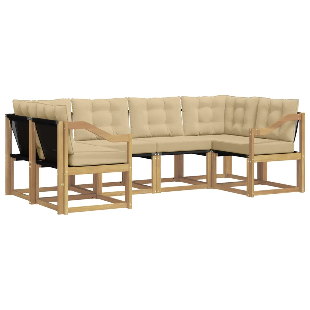 Set di divani da esterno con cuscino 6 pcs Bianco e Beige 3389823