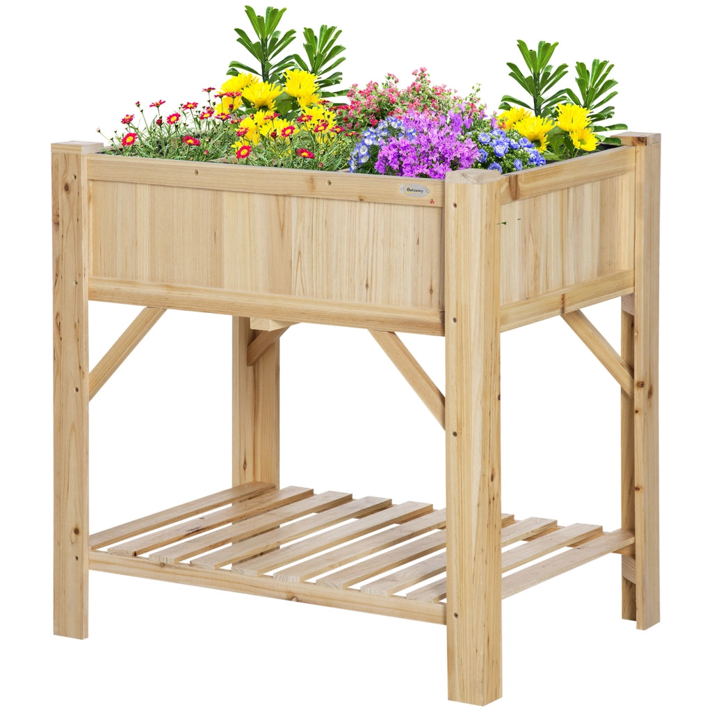 Letto Rialzato da Giardino ¨C Xylo ¨C Legno di Abete con 6 Scomparti, 78.5x58x81cm