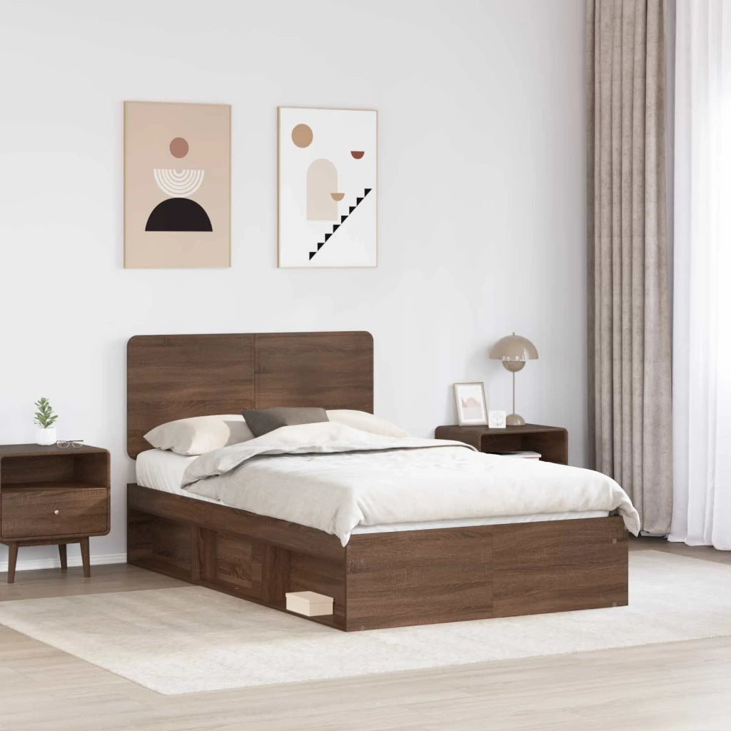 Struttura del letto-Giroletto Rovere Marrone 120 x 200 cm Pino massello 168741