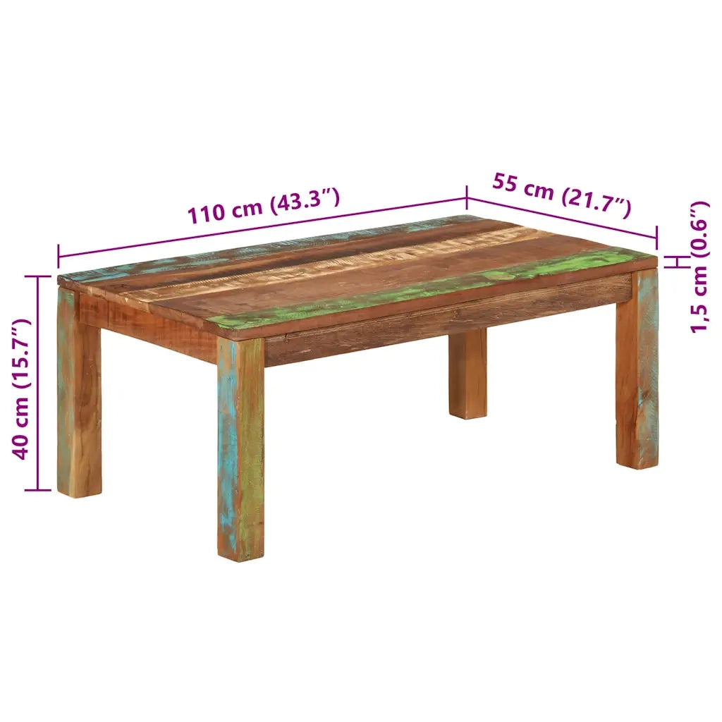 Tavolino da Caff¨¨-Tavolino da soggiorno-Tavolo da Caff¨¨ 110x55x40 cm Legno massello recuperato