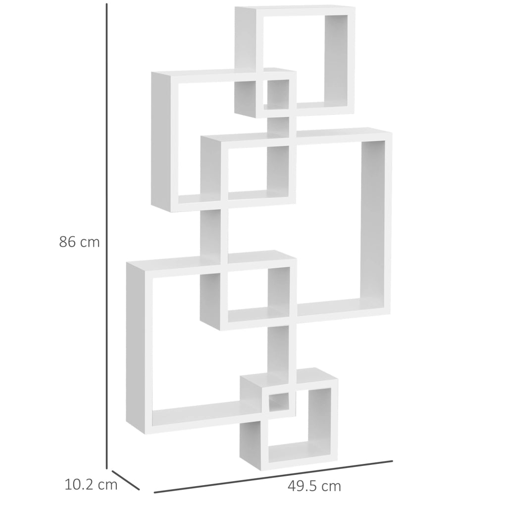 Libreria Moderna Sospesa con 5 Cubi Intrecciati ¨C Zephmum ¨C Bianco Legno 49.5x10.2x86cm