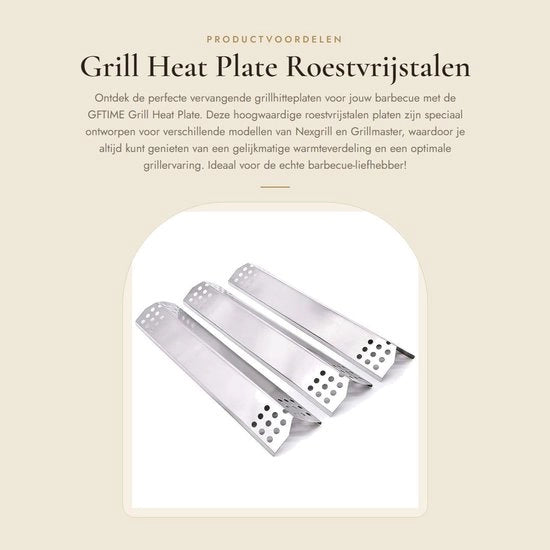 Piastre di griglia in acciaio inossidabile 37CM - Pezzi di ricambio - Adatto per Nexgrill/Kenmore - Piastra di riscaldamento - Grillmaster - Striscia Flavourizer