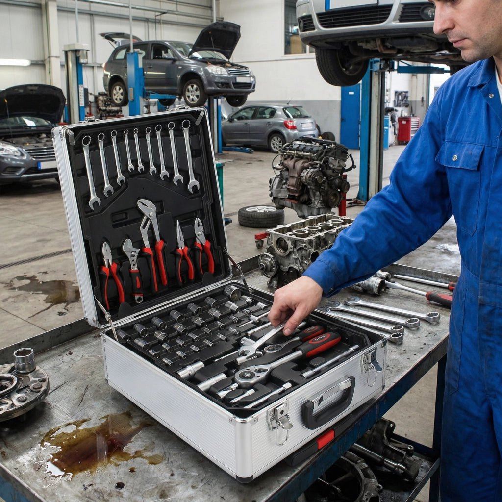 Cassetta degli Attrezzi con 4 cassetti e ruote - per garage - in plastica - silver