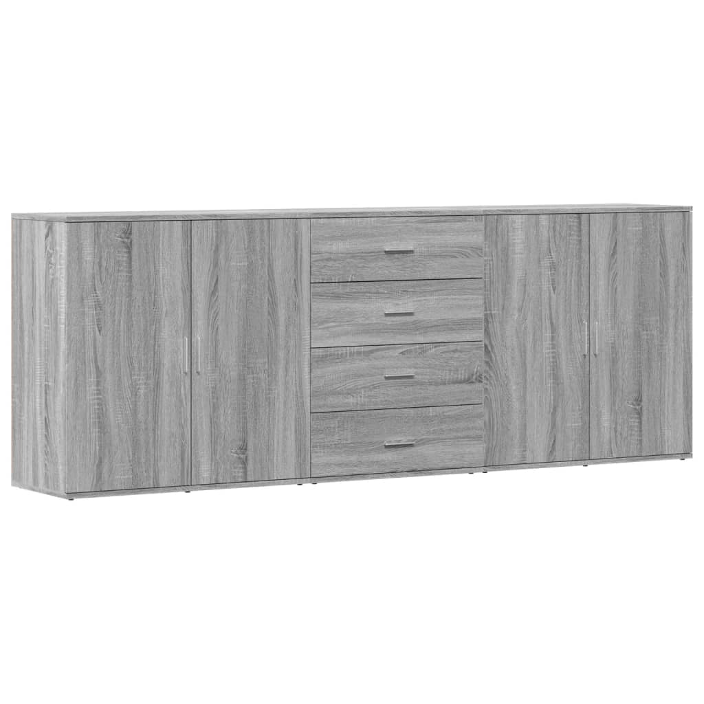 Buffet credenza cassettiera armadio mobile contenitore organizer per cucina soggiorno salotti 3 pezzi legno ingegnerizzato Sonoma grigio 02_0037179