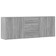 Buffet credenza cassettiera armadio mobile contenitore organizer per cucina soggiorno salotti 3 pezzi legno ingegnerizzato Sonoma grigio 02_0037179
