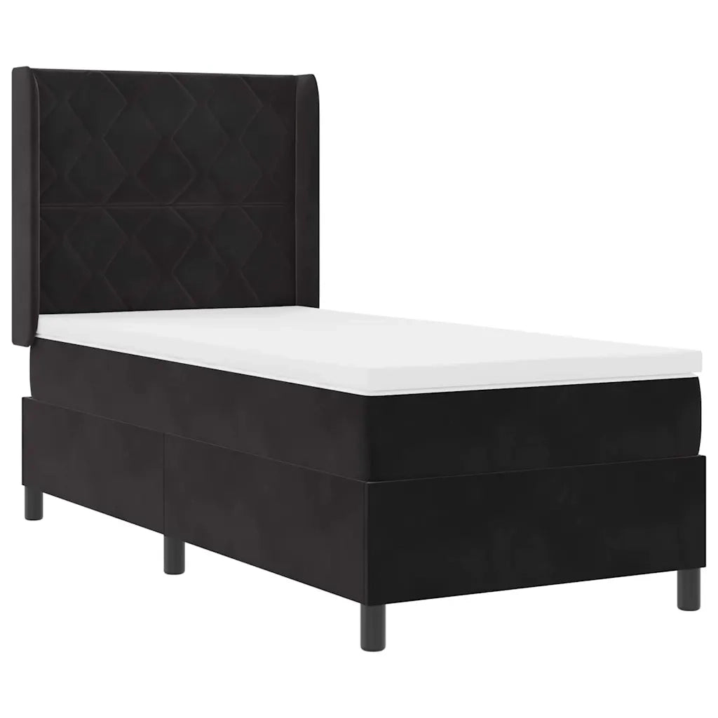 Letto a molle con materasso con led Nero 100 x 200 cm Velluto