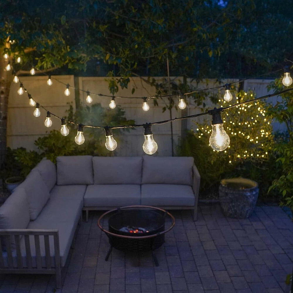 Trade Shop - Catena Luminosa Con 10 Portalampada E27 Luci Decorative Prolungabile Ip54 P01-s01-10 - Nero