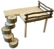 Piattaforma per gattini in legno per gioco di arrampicata naturale con scala accessori per gabbia per gatti forma rotonda.