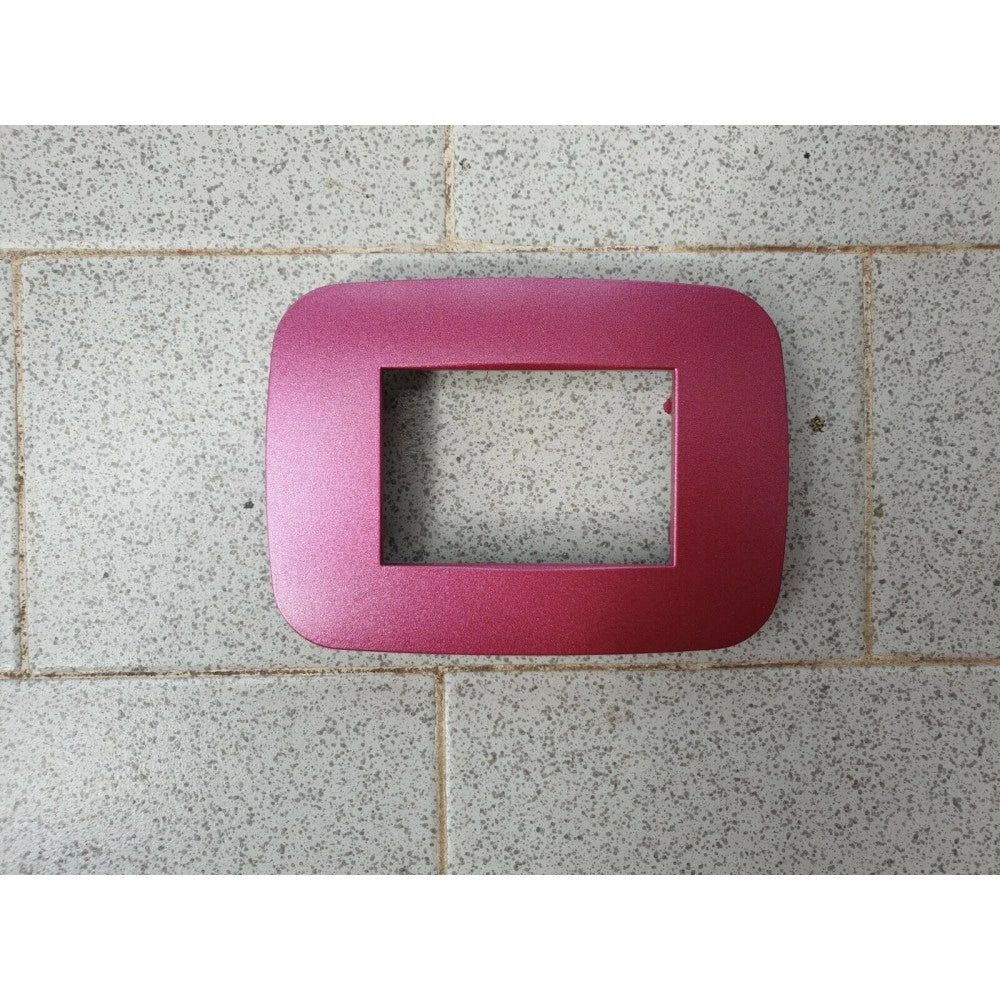 Trade Shop - Placca Placchetta Placchette Compatibili Per Serie Axolute Bticino Colorate Fori - Rosa Metallizzato -3 Fori     -