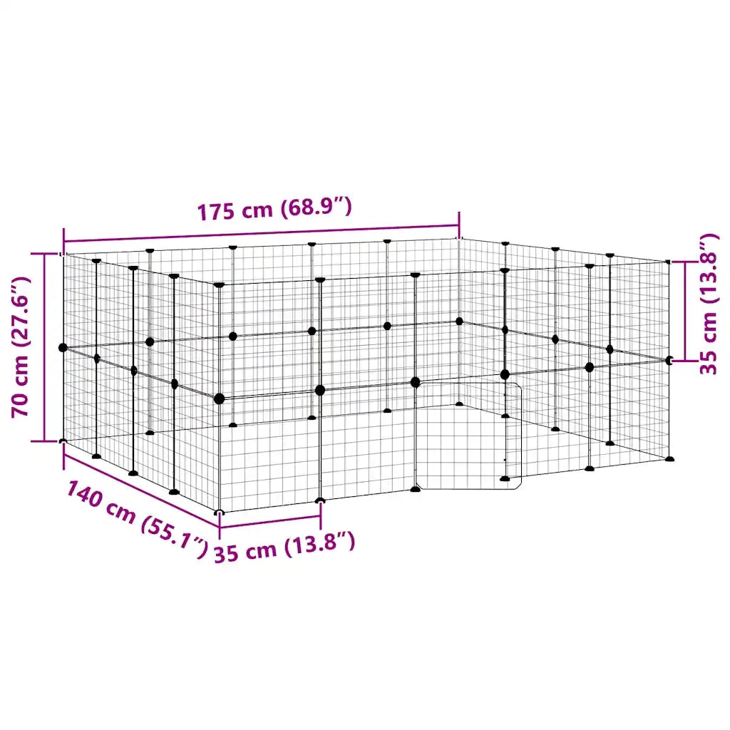 Gabbia per Animali 36 Pannelli con Porta Nera 35x35 cm Acciaio CFW8968142