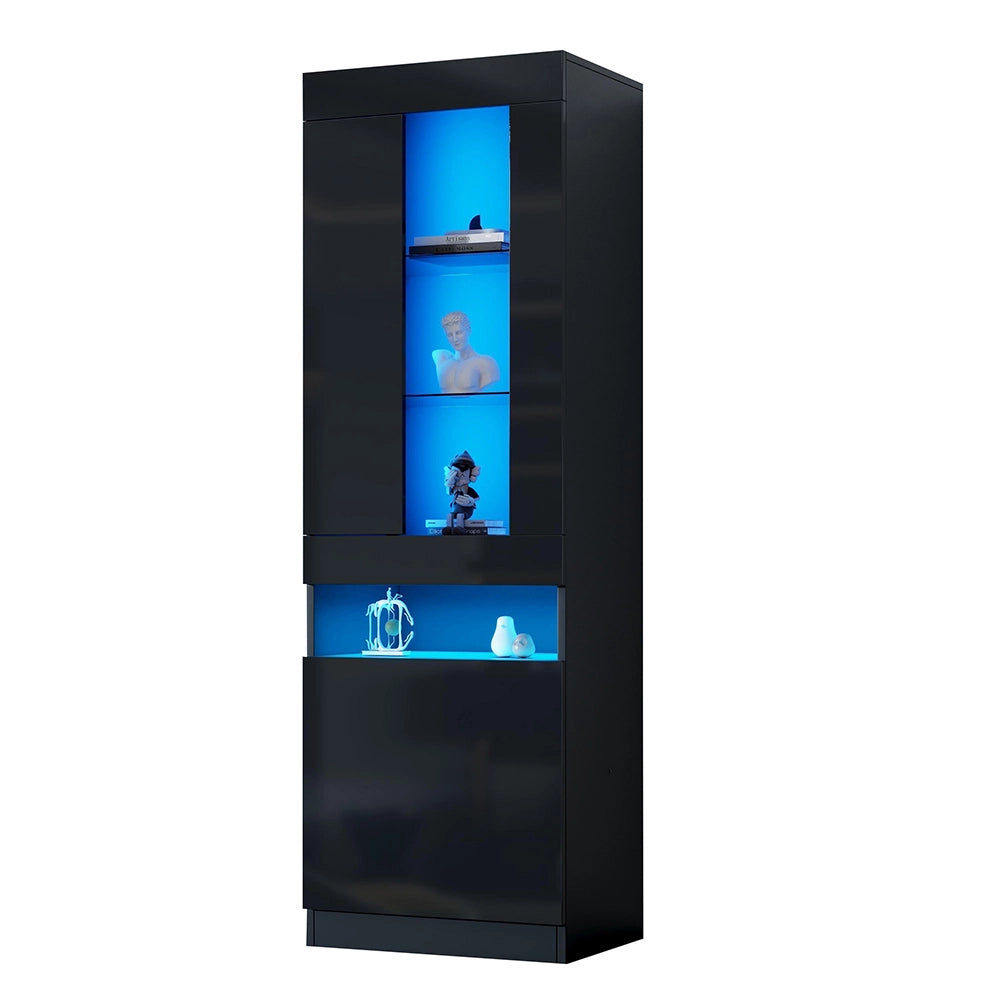 Vetrina con illuminazione LED - Xylo - vetrina con ante in acrilico, armadio per soggiorno, mobile a muro