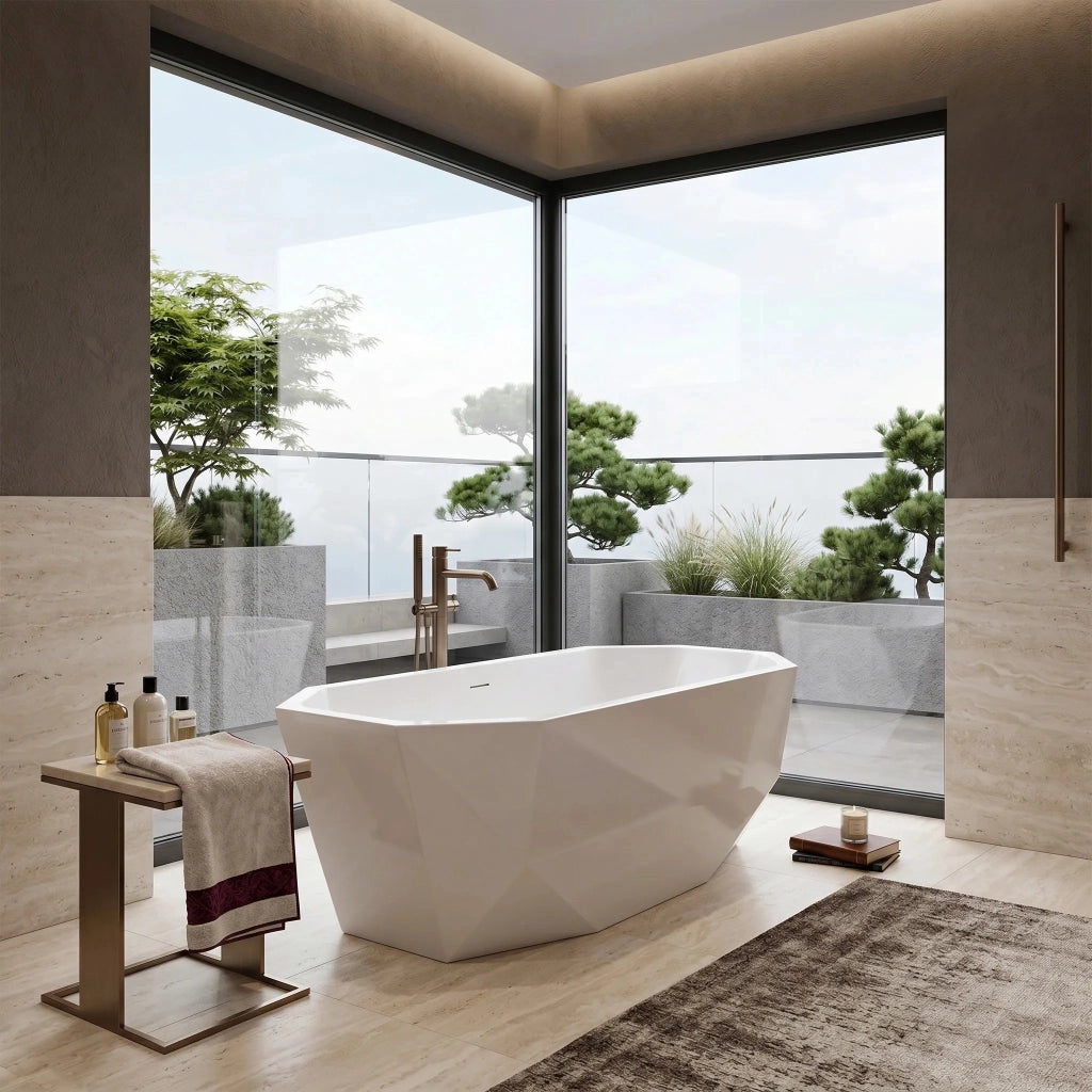 Vasca Da Bagno Freestanding Rea Diamanti 170 Copritappo nero