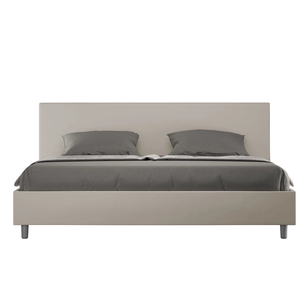 BS COM Letto con rete imbottito 180x210 similpelle tortora