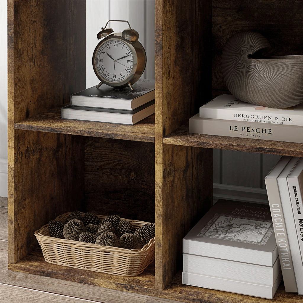 Libreria a Cubi Design Rustico 61,5x29,5x91,5 cm Rivestimento in Melamina Marrone Rustico