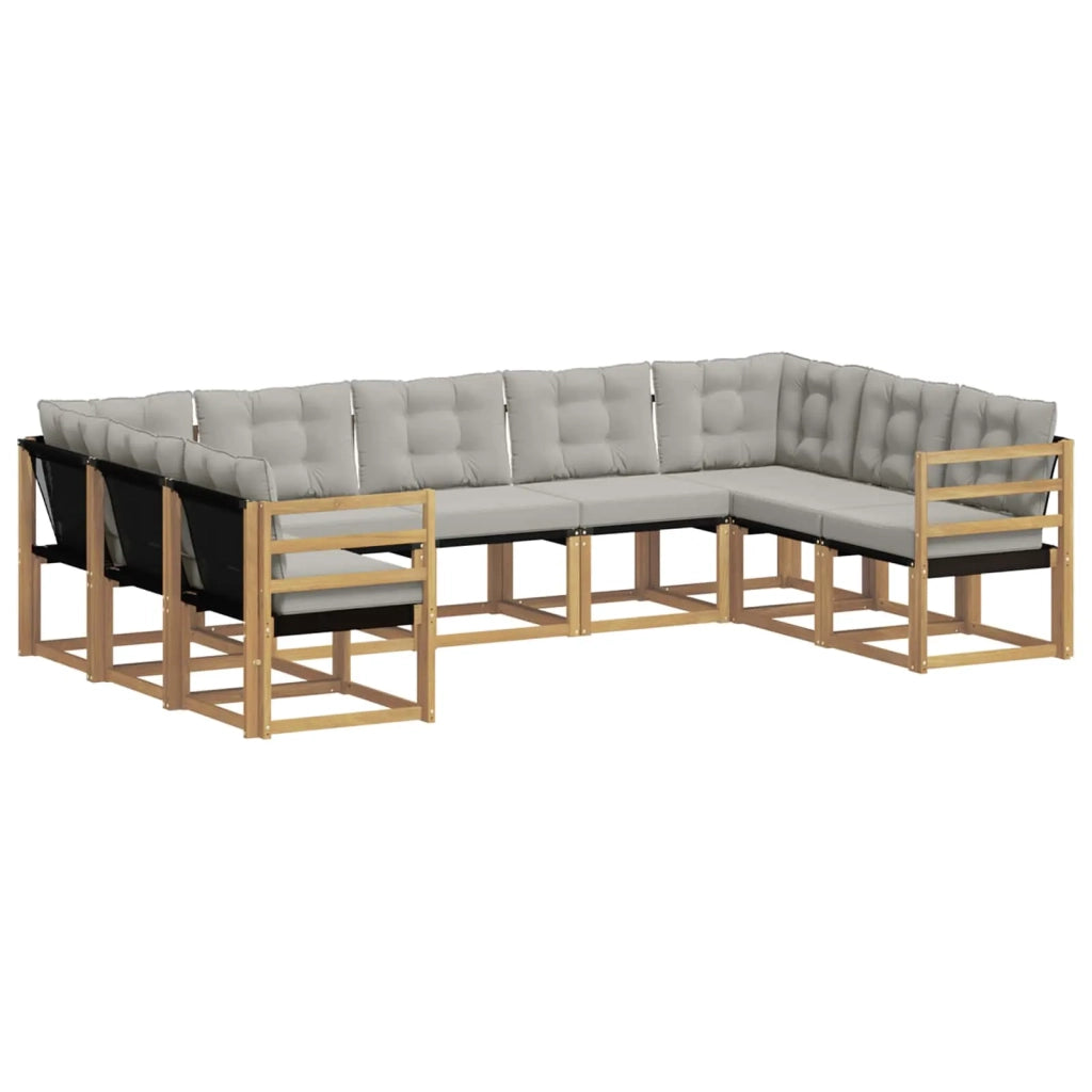 Set di divani da esterno 9 pz Bianco e Grigio Chiaro 3389849