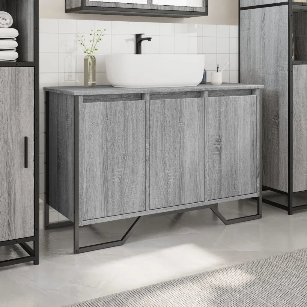 Mobile Lavabo Bagno-Armadietto da bagno Grigio Sonoma 91x35x60 cm in Truciolato 968274