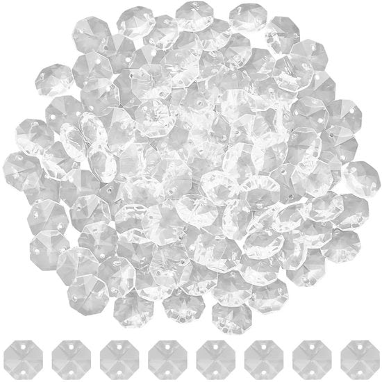 Accessori per gioielli DIY - 120 pezzi - Cristalli quadrati - Prisma cristallo - 14mm - 2 fori - Componenti di ricambio