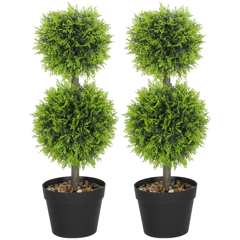 Pianta artificiale decorativa ¨C Minimal ¨C 2 pezzi, sfera bosso 60 cm, vaso, plastica, verde