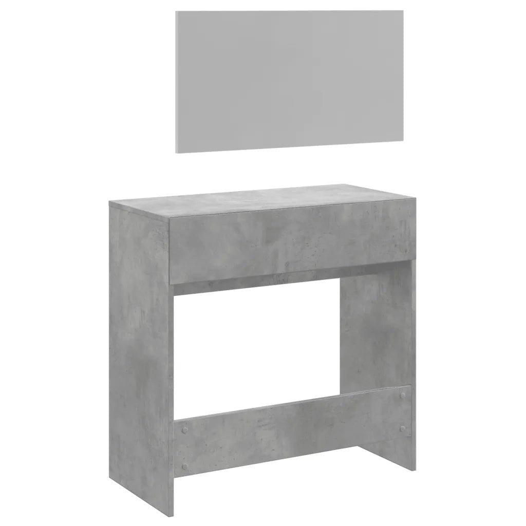 Toeletta | Tavolo da Trucco con Specchio Grigio Cemento 80x39x80 cm