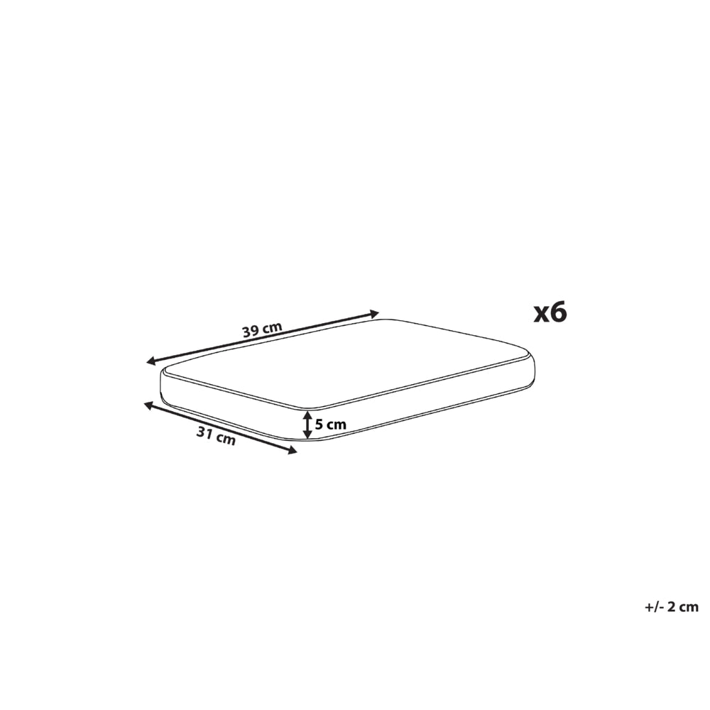 Set di 6 cuscini per sedie da esterno giallo 31 x 39 cm giardino terrazzo tessuto resistente