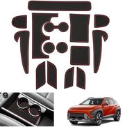 Matten Antislip per Hyundai Kona SX2 EV Electric 2024 2025, Mattoncini Antislip in Gomma per Kona 2024 EV, Mattoncini Antislip per Console Centrale Deurnaadmatten [Non compatibili con versioni a benzina e cambio manuale] (Rosso)