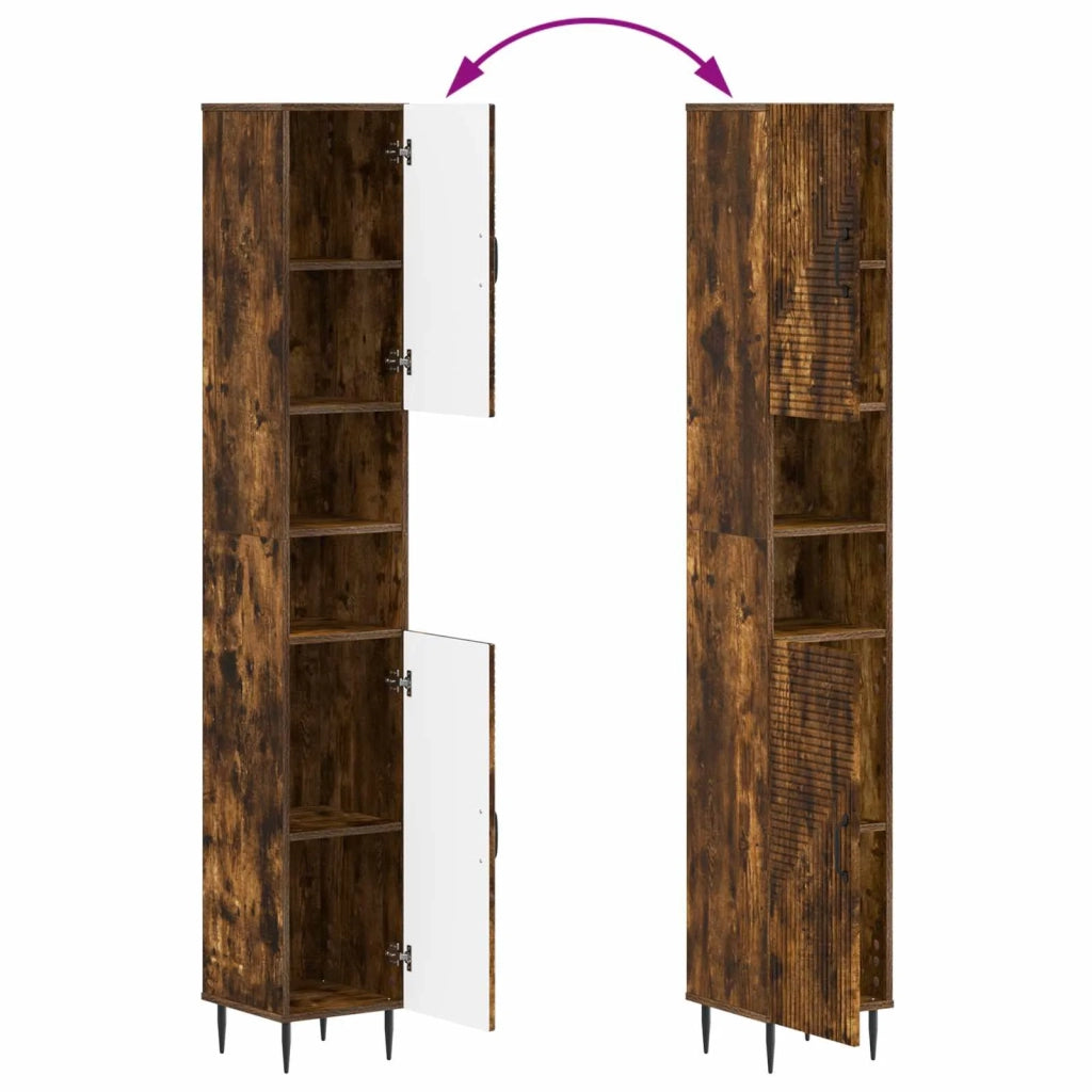 Set di Mobili da Bagno da 4 Pezzi HAARLEM Rovere Fumo 3417941