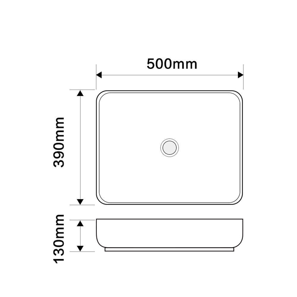 Lavabo da appoggio BOWL9391B in ceramica 50x39x13 cm. bianco