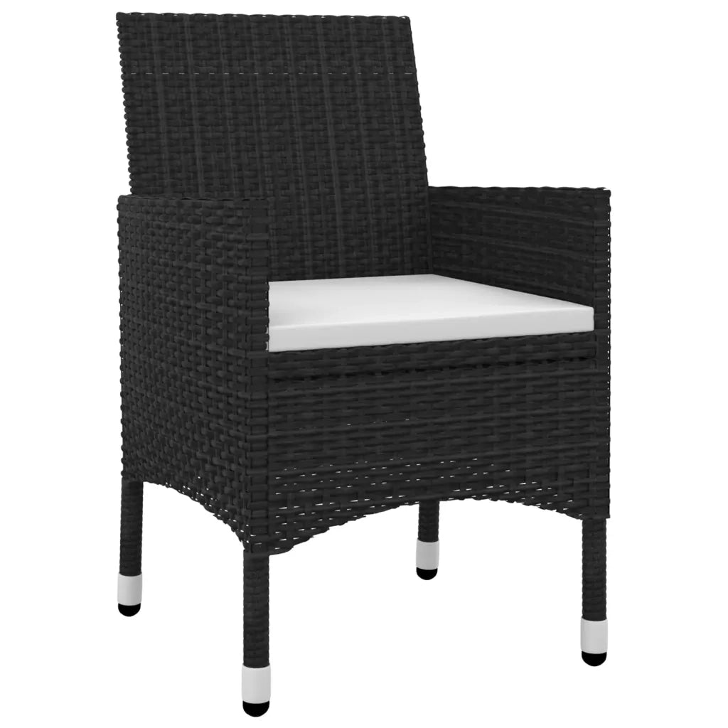 Set da Pranzo da Giardino 3 pz | Set Salotto da Giardino con Cuscini Polyrattan e Vetro