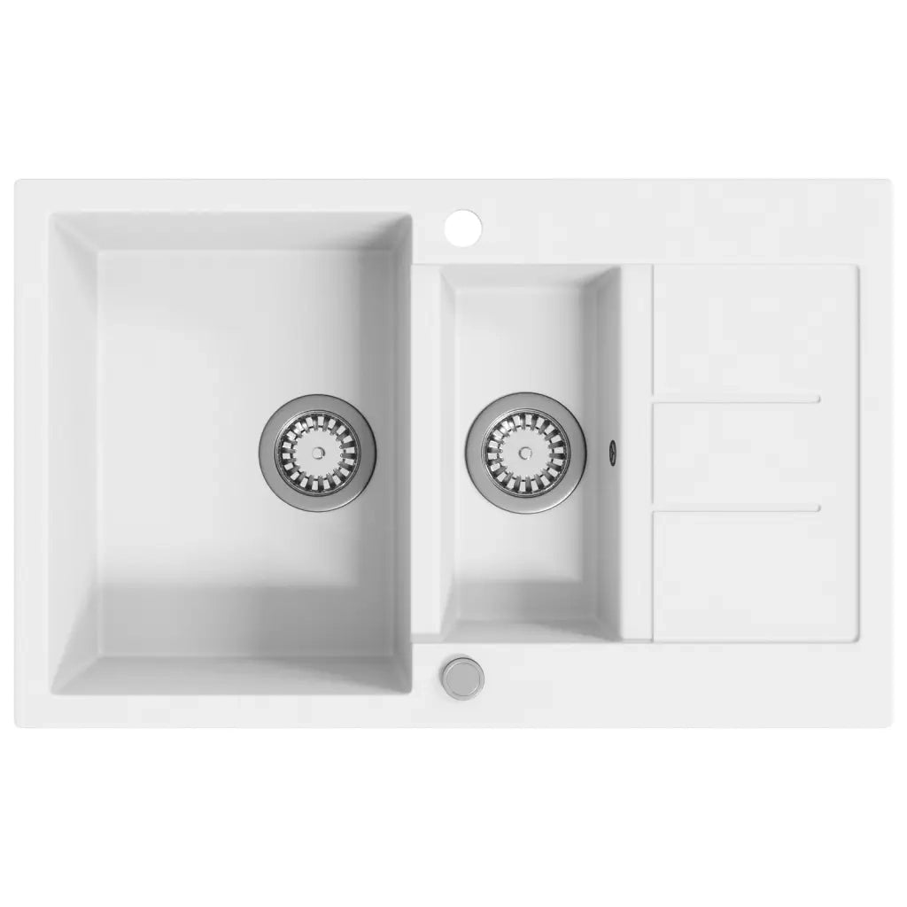 Lavello da Cucina in Granito Vasca Doppia Bianco CFW4901907